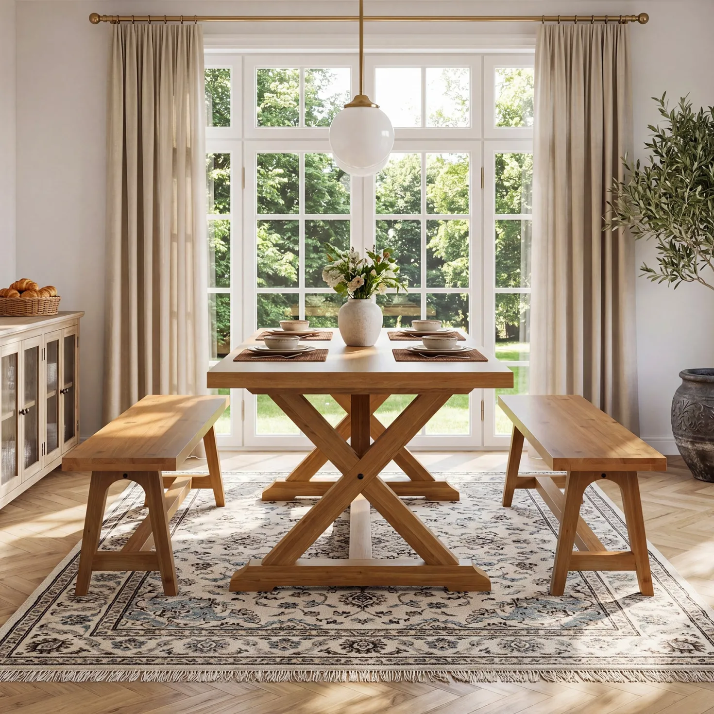 Tribesigns 63-Inch Solid Wood Dining Bench, Farmhouse Kitchen Bench