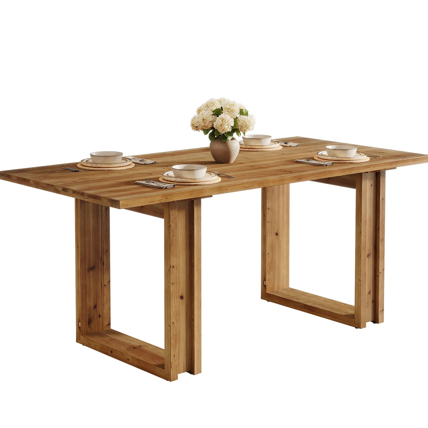 Tribesigns 63-Inch Solid Wood Dining Table, Farmhouse Kitchen Table for 4-6