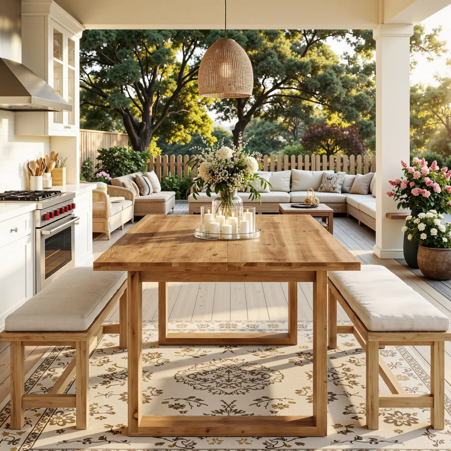 Tribesigns 63-Inch Solid Wood Dining Table, Farmhouse Kitchen Table for 4-6