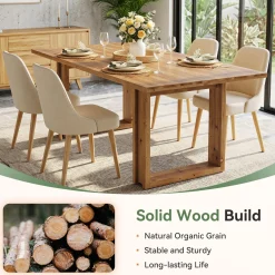 Tribesigns 63-Inch Solid Wood Dining Table, Farmhouse Kitchen Table for 4-6