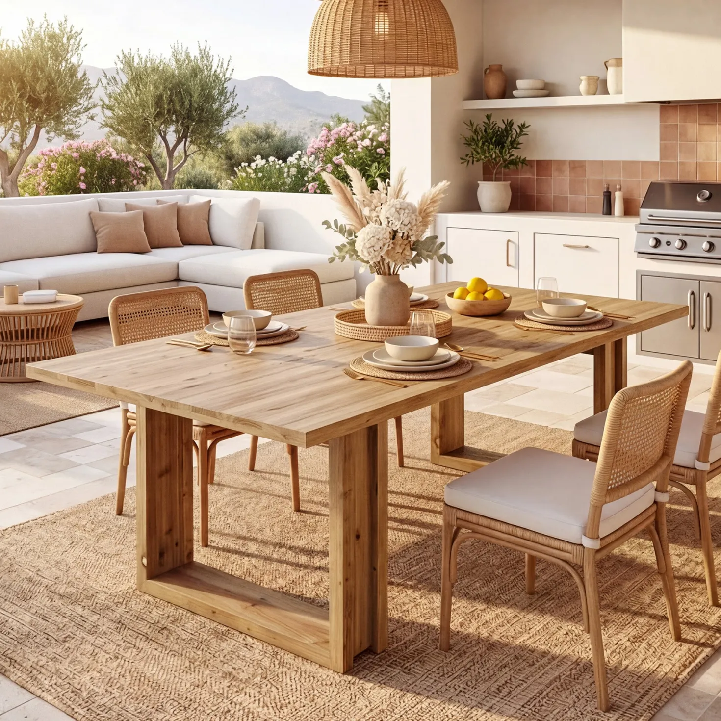 Tribesigns 63-Inch Solid Wood Dining Table, Farmhouse Kitchen Table for 4-6