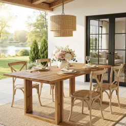 Tribesigns 63-Inch Solid Wood Dining Table, Farmhouse Kitchen Table for 4-6