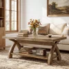 Tribesigns 47.24-Inch Solid Wood Coffee Table, X-Leg Center Table for Living Room