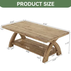 Tribesigns 47.24-Inch Solid Wood Coffee Table, X-Leg Center Table for Living Room