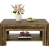 Tribesigns 39.37-Inch Square Coffee Table, Farmhouse Center Table with Shelf for Living Room