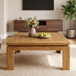 Tribesigns 39.4-Inch Square Coffee Table, Solid Wood Living Room Table