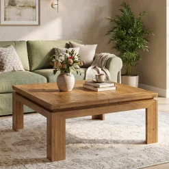 Tribesigns 39.4-Inch Square Coffee Table, Solid Wood Living Room Table