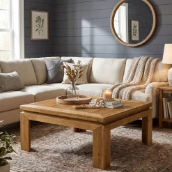 Tribesigns 39.4-Inch Square Coffee Table, Solid Wood Living Room Table