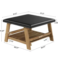 Tribesigns 31.5-Inch Square Ottoman Coffee Table, Storage Shelf Wood Accent Table for Living Room