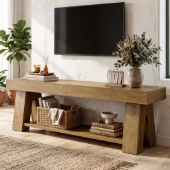 Tribesigns 63-Inch TV Stand for TVs up to 65 Inch, Wooden Media Console with Open Shelf