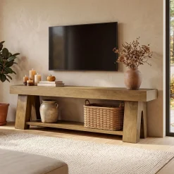 Tribesigns 63-Inch TV Stand for TVs up to 65 Inch, Wooden Media Console with Open Shelf