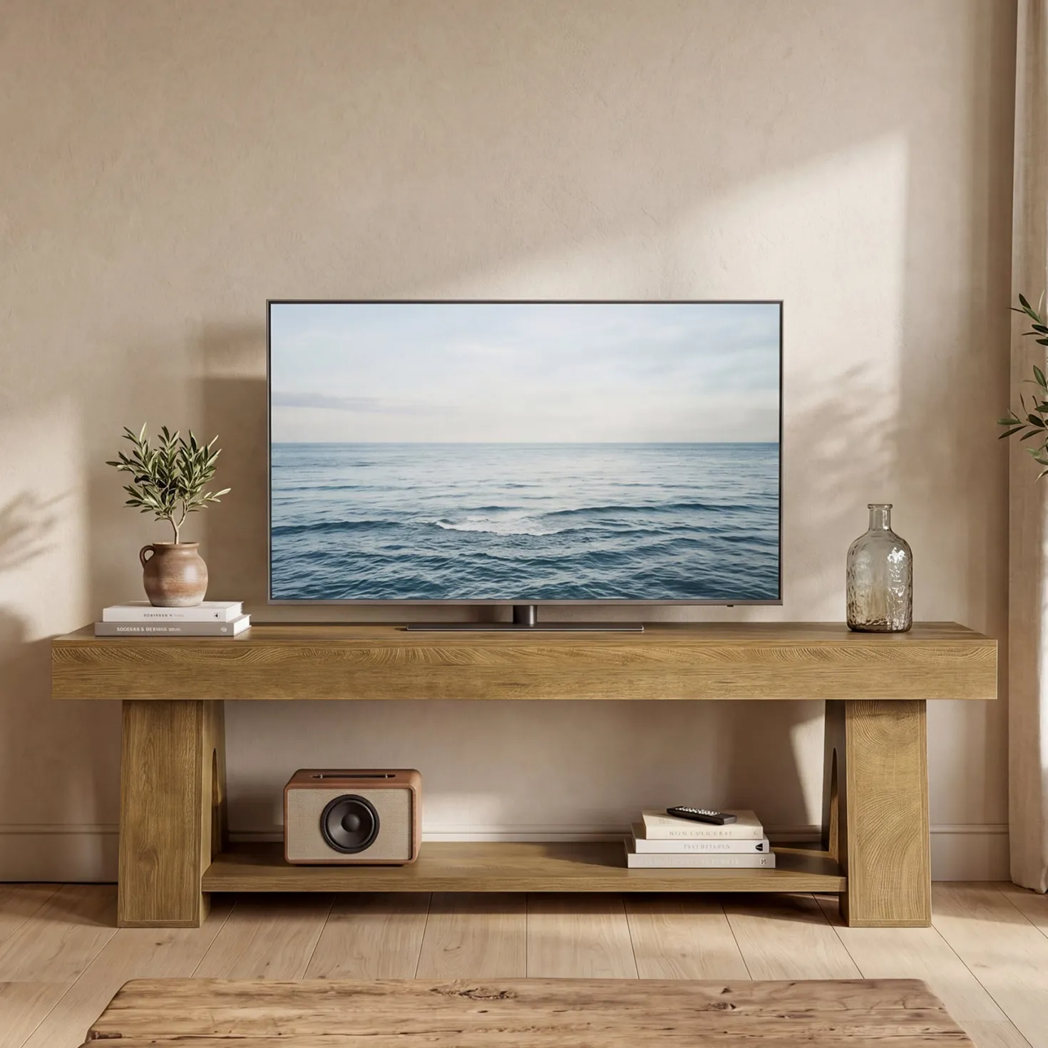 Tribesigns 63-Inch TV Stand for TVs up to 65 Inch, Wooden Media Console with Open Shelf