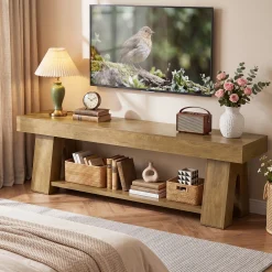 Tribesigns 63-Inch TV Stand for TVs up to 65 Inch, Wooden Media Console with Open Shelf