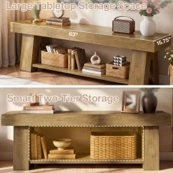 Tribesigns 63-Inch TV Stand for TVs up to 65 Inch, Wooden Media Console with Open Shelf
