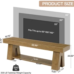 Tribesigns 63-Inch TV Stand for TVs up to 65 Inch, Wooden Media Console with Open Shelf