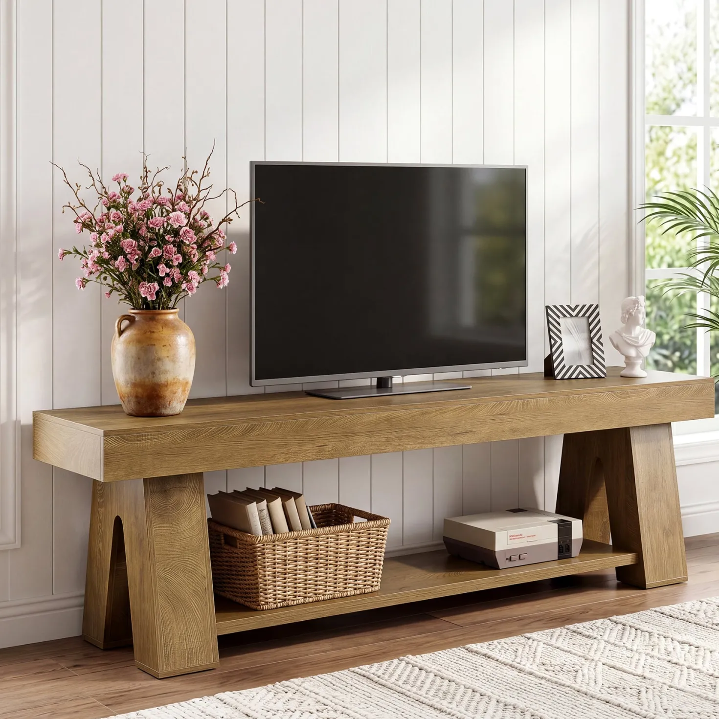 Tribesigns 63-Inch TV Stand for TVs up to 65 Inch, Wooden Media Console with Open Shelf