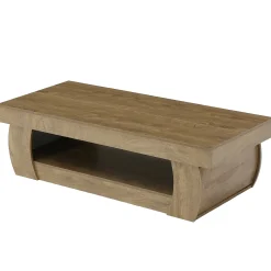 Tribesigns 55-Inch Wooden Coffee Table with 2-Tier Storage Shelf and Curved Legs, Modern Farmhouse Center Table for Living Room and Apartment