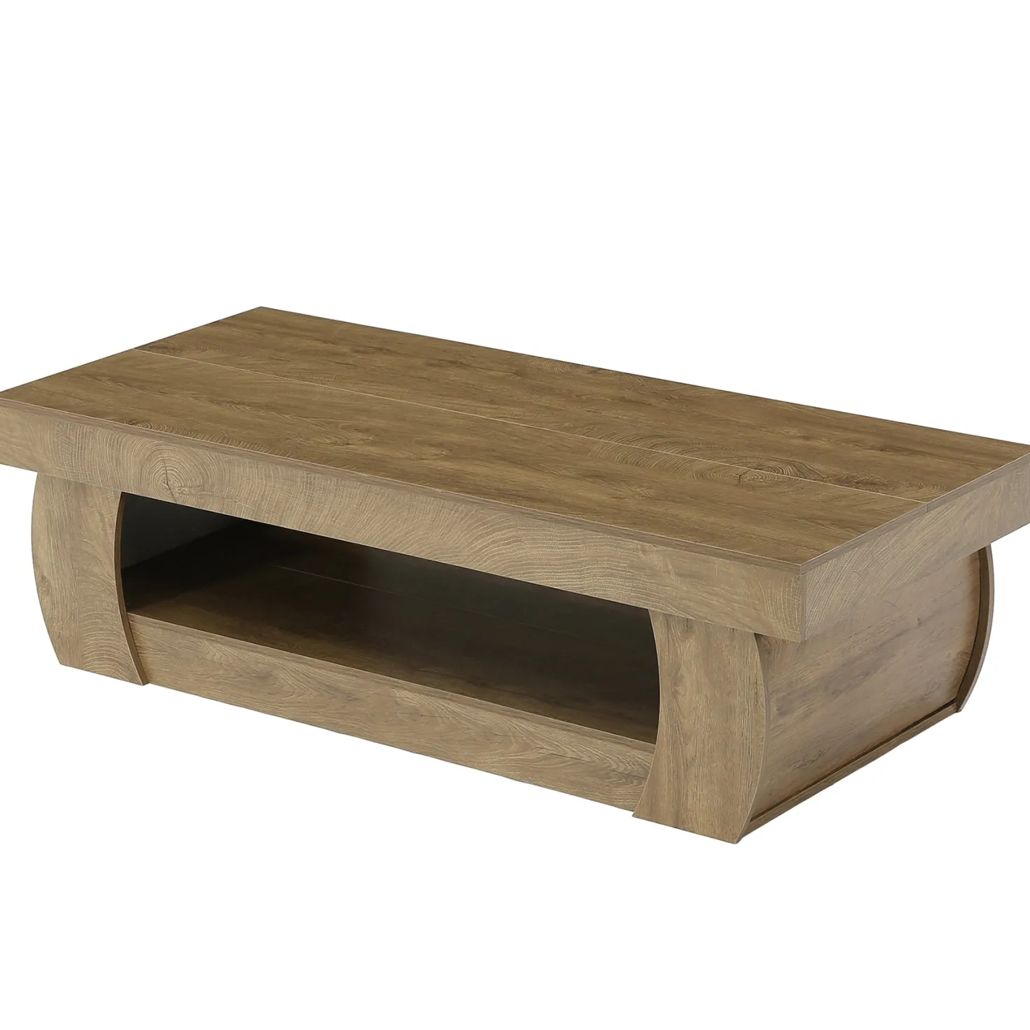 Tribesigns 55-Inch Wooden Coffee Table with 2-Tier Storage Shelf and Curved Legs, Modern Farmhouse Center Table for Living Room and Apartment