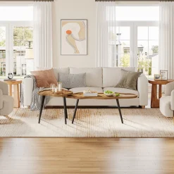 Tribesigns Nesting Coffee Table Set of 2, Solid Wood with Cloud Tabletop
