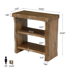 Tribesigns Solid Wood End Table, 3-Tier Live Edge Side Table for Bedroom