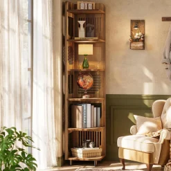 Tribesigns 6-Tier Corner Shelf, Tall Skinny Display Bookcase for Small Spaces