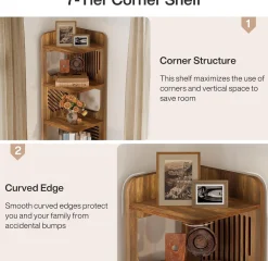 Tribesigns 6-Tier Corner Shelf, Tall Skinny Display Bookcase for Small Spaces