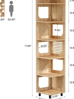 Tribesigns 6-Tier Corner Shelf, Tall Skinny Display Bookcase for Small Spaces