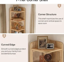 Tribesigns 6-Tier Corner Shelf, Tall Skinny Display Bookcase for Small Spaces