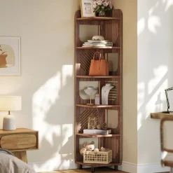 Tribesigns 6-Tier Corner Shelf, Tall Skinny Display Bookcase for Small Spaces