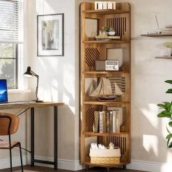 Tribesigns 6-Tier Corner Shelf, Tall Skinny Display Bookcase for Small Spaces