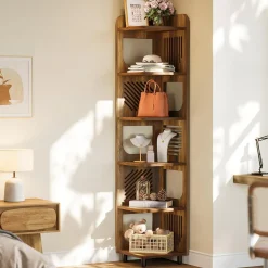 Tribesigns 6-Tier Corner Shelf, Tall Skinny Display Bookcase for Small Spaces