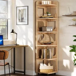 Tribesigns 6-Tier Corner Shelf, Tall Skinny Display Bookcase for Small Spaces
