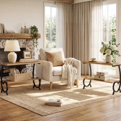 Tribesigns 2-Tier End Table, J-Shaped Side Table for Living Room
