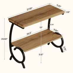 Tribesigns 2-Tier End Table, J-Shaped Side Table for Living Room