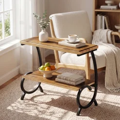 Tribesigns 2-Tier End Table, J-Shaped Side Table for Living Room