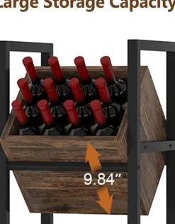 Tribesigns 3-Tier Freestanding Wine Rack, Wooden Wine Storage Stand for Kitchen and Cellar