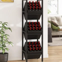 Tribesigns 3-Tier Freestanding Wine Rack, Wooden Wine Storage Stand for Kitchen and Cellar