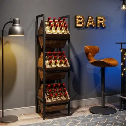 Tribesigns 3-Tier Freestanding Wine Rack, Wooden Wine Storage Stand for Kitchen and Cellar