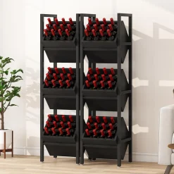 Tribesigns 3-Tier Freestanding Wine Rack, Wooden Wine Storage Stand for Kitchen and Cellar