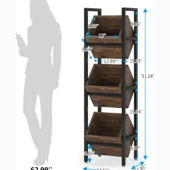 Tribesigns 3-Tier Freestanding Wine Rack, Wooden Wine Storage Stand for Kitchen and Cellar
