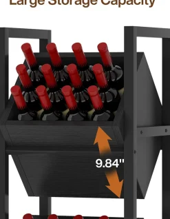 Tribesigns 3-Tier Freestanding Wine Rack, Wooden Wine Storage Stand for Kitchen and Cellar