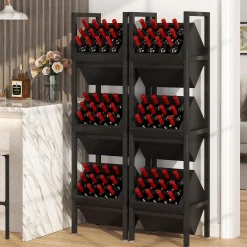 Tribesigns 3-Tier Freestanding Wine Rack, Wooden Wine Storage Stand for Kitchen and Cellar
