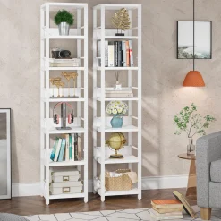 Tribesigns 6-Tier Narrow Corner Shelf, 74.8-Inch Tall Industrial Storage Bookshelf