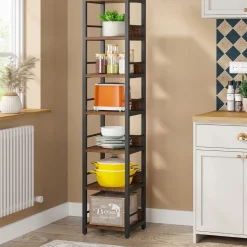 Tribesigns 6-Tier Narrow Corner Shelf, 74.8-Inch Tall Industrial Storage Bookshelf