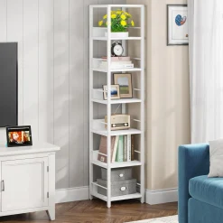 Tribesigns 6-Tier Narrow Corner Shelf, 74.8-Inch Tall Industrial Storage Bookshelf