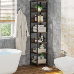 Tribesigns 6-Tier Narrow Corner Shelf, 74.8-Inch Tall Industrial Storage Bookshelf