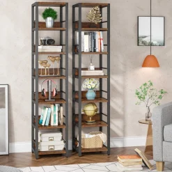 Tribesigns 6-Tier Narrow Corner Shelf, 74.8-Inch Tall Industrial Storage Bookshelf