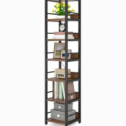Tribesigns 6-Tier Narrow Corner Shelf, 74.8-Inch Tall Industrial Storage Bookshelf