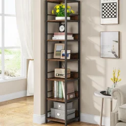 Tribesigns 6-Tier Narrow Corner Shelf, 74.8-Inch Tall Industrial Storage Bookshelf