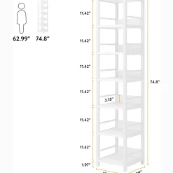 Tribesigns 6-Tier Narrow Corner Shelf, 74.8-Inch Tall Industrial Storage Bookshelf